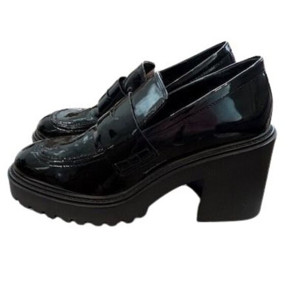 Bloomingdale’s Aqua “Beka” Patent Round Toe Loafer Heels in Black – SZ 10M - Picture 5 of 8
